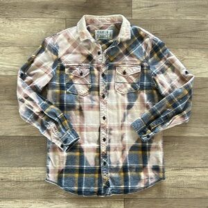 Franklin Flannels upcycled dyed shirt. Pink/blue. Size S